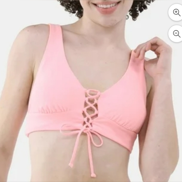 No Boundaries Reversible Lace Up Bikini Top Pink Orange Women's S NWT - Picture 1 of 7